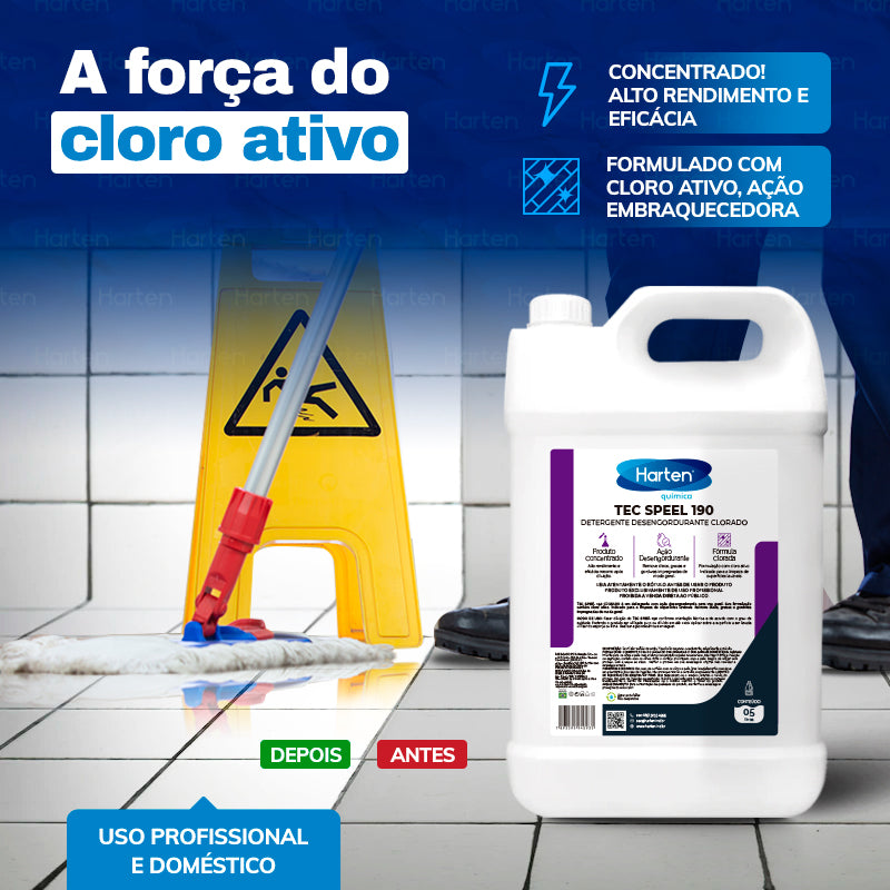 Speel 190 - Detergente Desinfetante Desengordurante Clorado 5litros