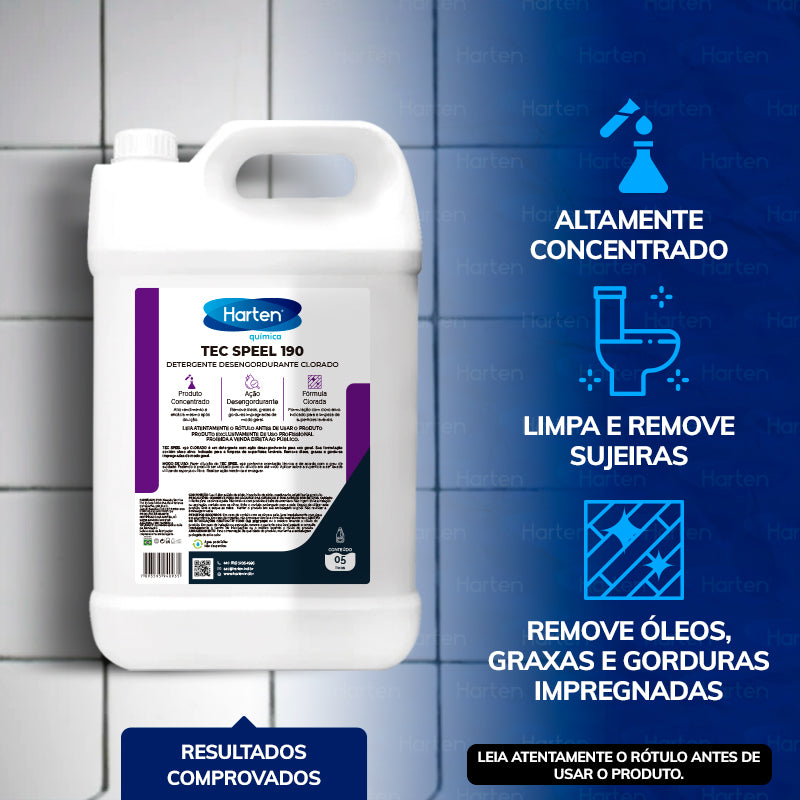 Speel 190 - Detergente Desinfetante Desengordurante Clorado 5litros